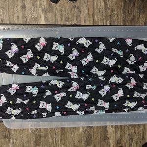 2 pink and black cat pajama bottoms small